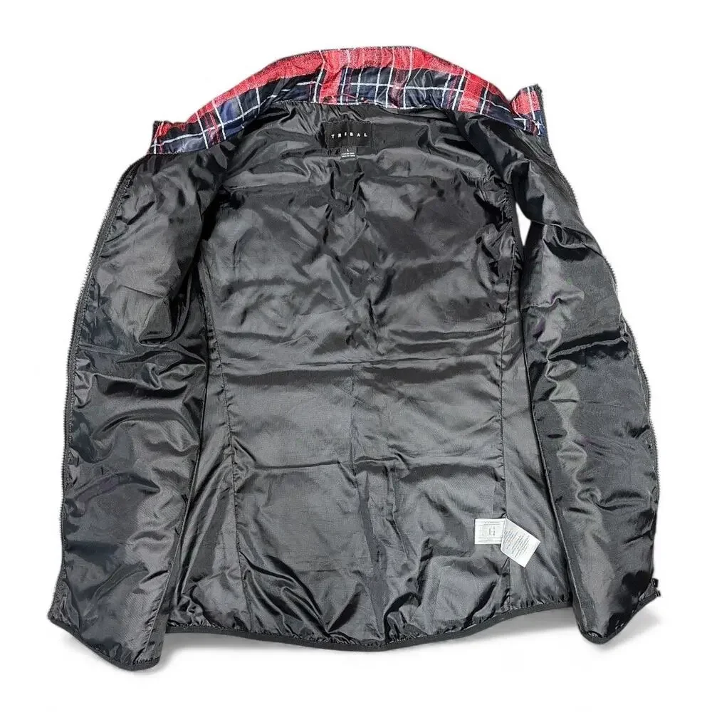Tribal Red Plaid Puffer Quilted Vest size Large